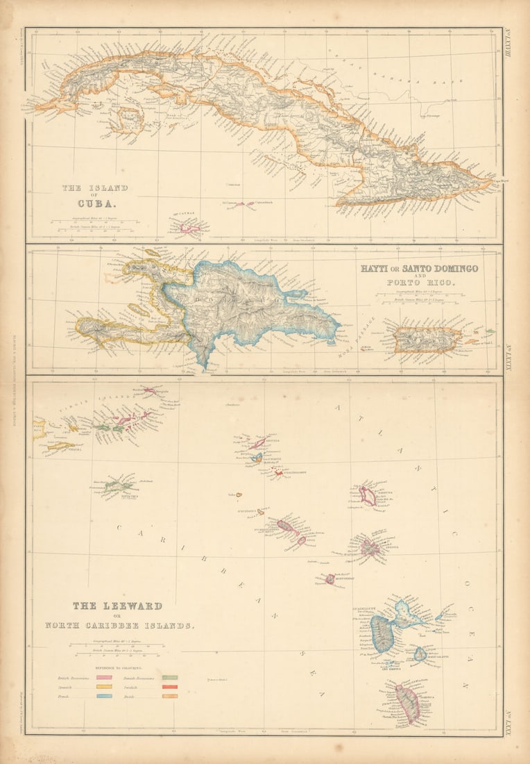 Leeward Islands. Cuba, Hayti/Haiti or Santo Domingo, Puerto Rico. LOWRY 1859 map (1 of 1)