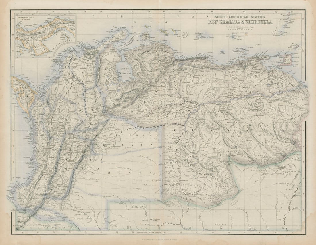 South America. New Granada & Venezuela. Colombia Panama. SWANSTON 1860 old map (1 of 1)