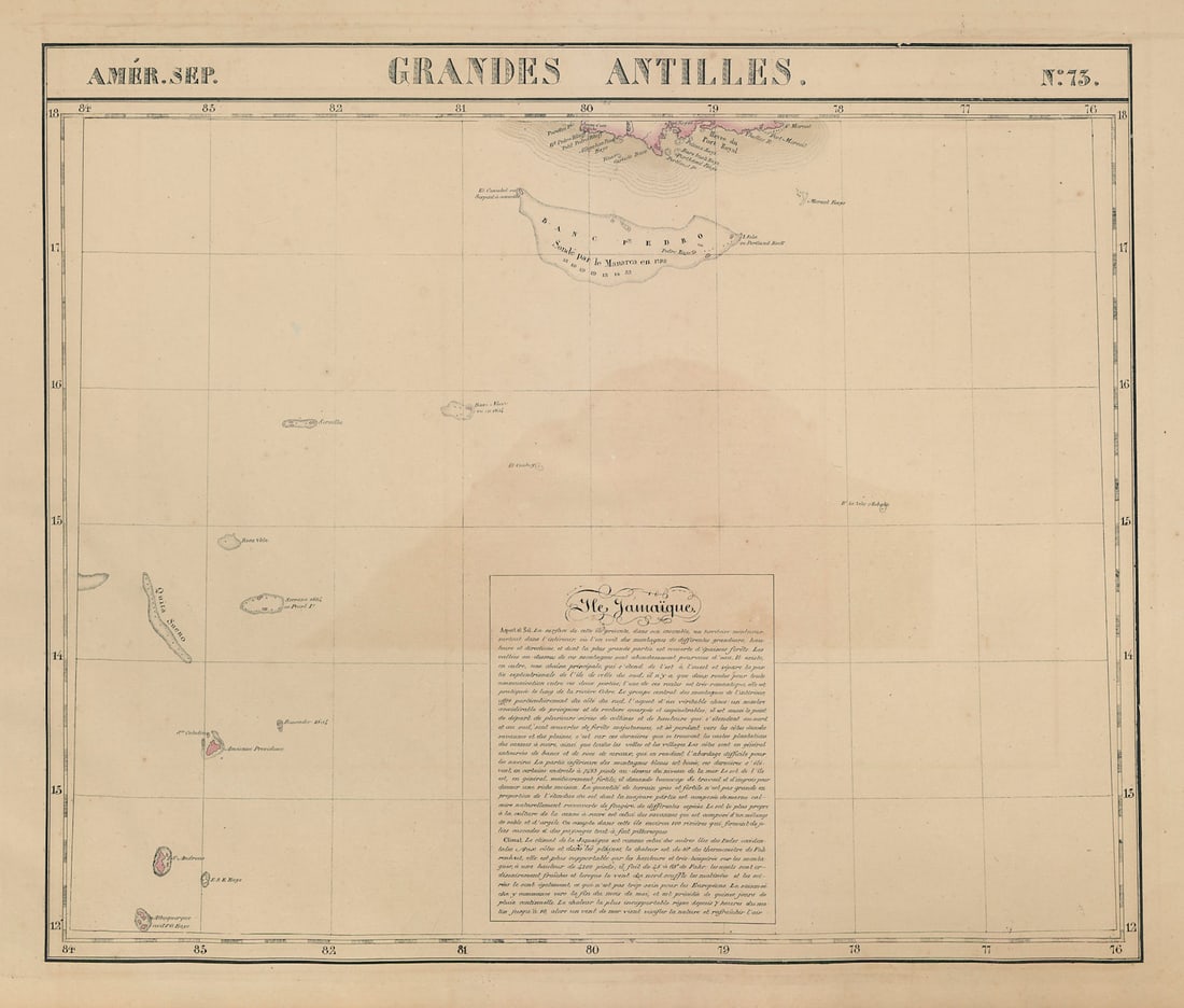 Amér Sep Grandes Antilles 73 Jamaica Pedro Bank San Andrés VANDERMAELEN 1827 map (1 of 1)