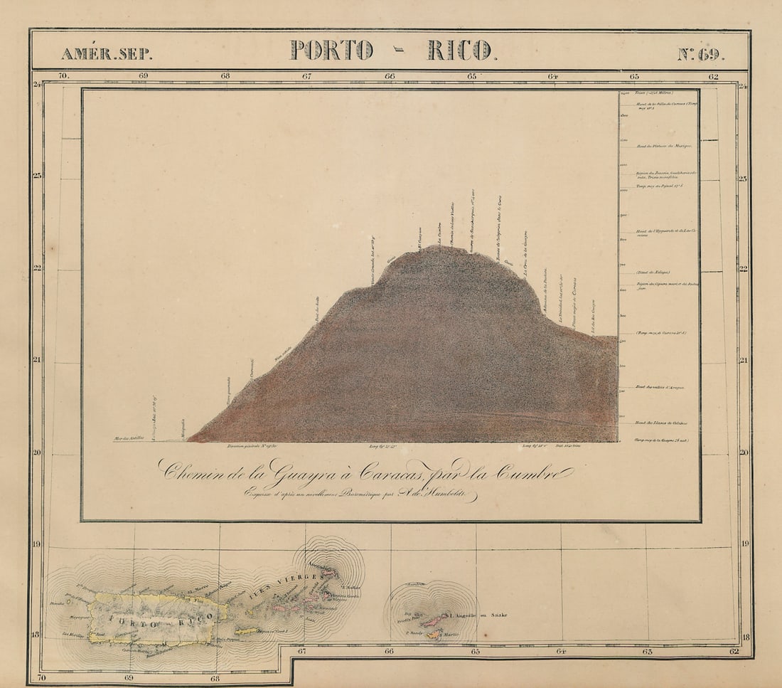 Amér Sep Porto Rico #69 Puerto Rico & Virgin Islands VANDERMAELEN 1827 old map (1 of 1)
