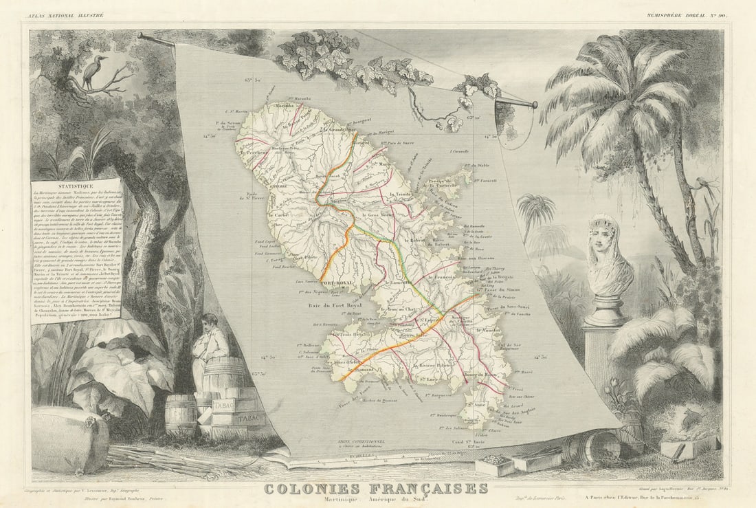 COLONIES FRANÇAISES MARTINIQUE AMÉRIQUE DU SUD. West Indies.LEVASSEUR 1856 map: Title: COLONIES FRANÇAISES MARTINIQUE AMÉRIQUE DU SUD. West Indies.LEVASSEUR 1856 map Description: Colonies Françaises Martinique Amérique du Sud' by Levasseur, Victor. Published