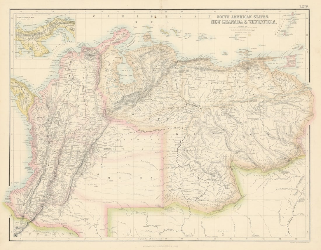 South America. New Granada & Venezuela. Colombia Panama. FULLARTON c1863 map: Title: South America. New Granada & Venezuela. Colombia Panama. FULLARTON c1863 map Description: South American States. New Granada & Venezuela'. From an undated atlas for which the internal evide