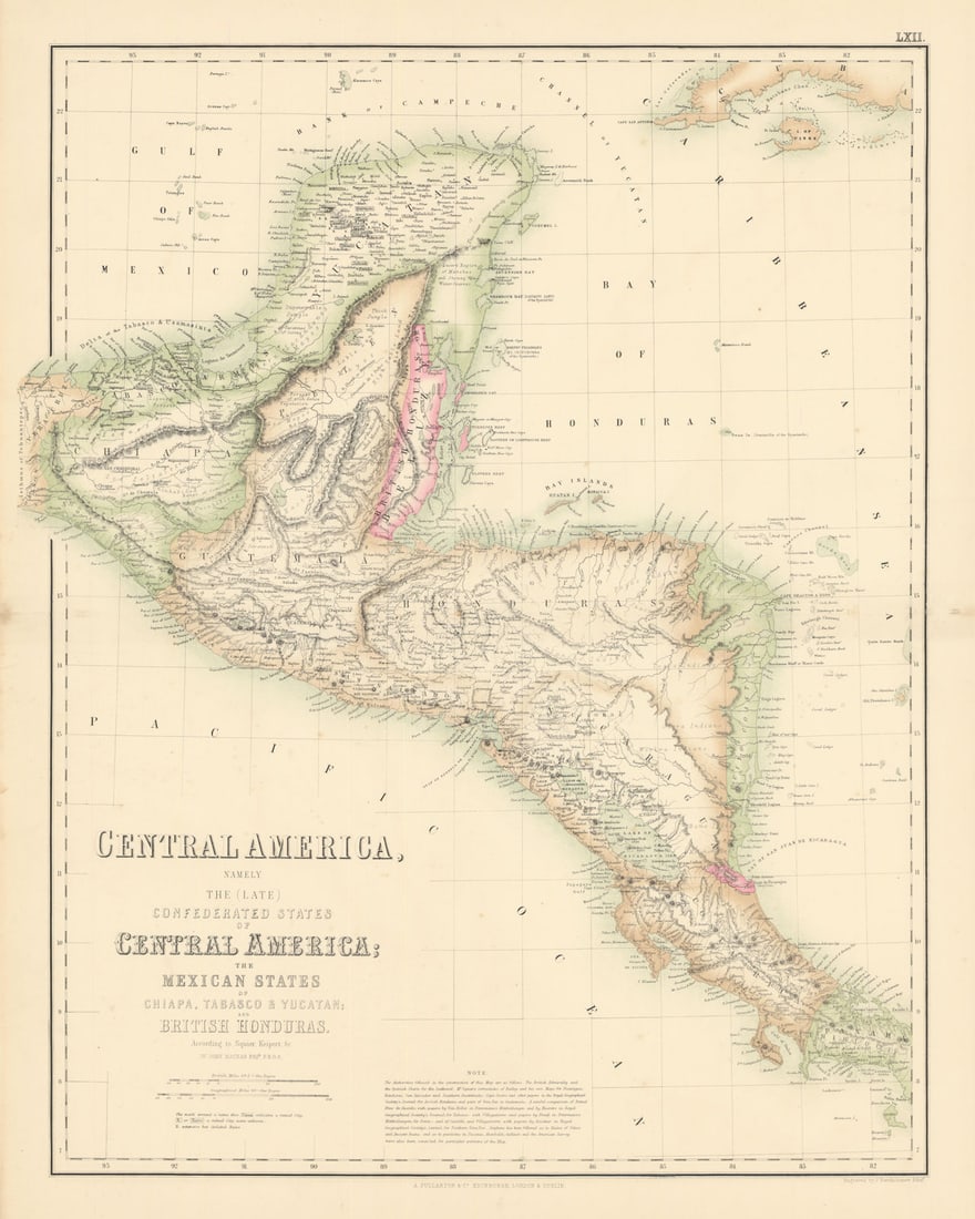 Central America. Chiapa Tabasco Yucatan Honduras Guatemala Costa Rica c1863 map: Title: Central America. Chiapa Tabasco Yucatan Honduras Guatemala Costa Rica c1863 map Description: Central America, Namely the (Late) Confederated States of Central America; The Mexican States of Chi