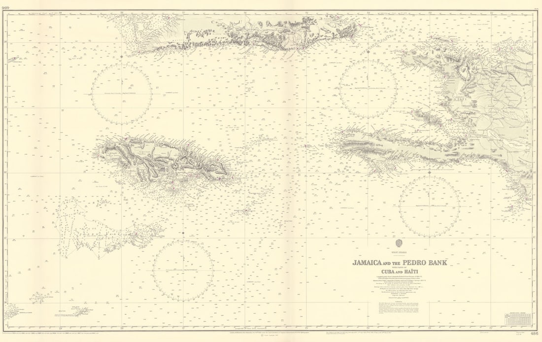 Jamaica & the Pedro Bank. South Cuba Haiti. ADMIRALTY sea chart 1866 (1968) map (1 of 1)