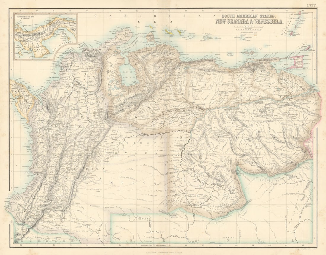 South America. New Granada & Venezuela. Colombia Panama. FULLARTON c1863 map (1 of 1)
