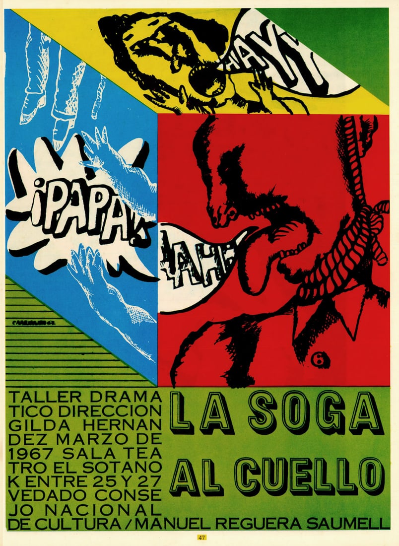 La Soga al Cuello. The Rope Around the Neck. Saumell. Cuban theatre poster 1967 (1 of 1)