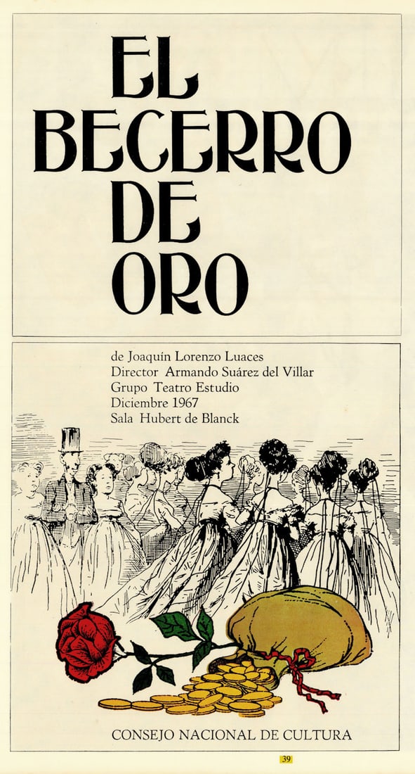 El Becerro de Oro. Joaquin Luaces. The Golden Calf. Cuban theatre poster 1967 (1 of 1)