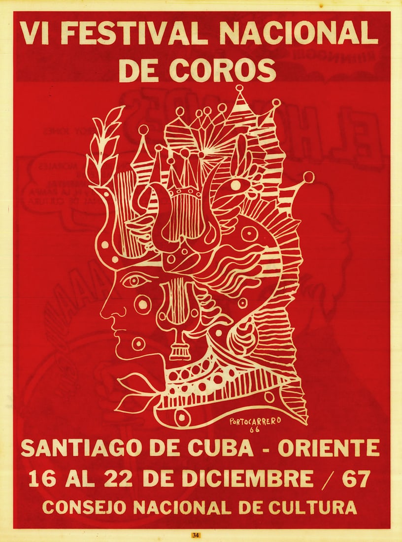 VI Festival Nacional de Coros. National Choir Festival. Cuban music poster 1967 (1 of 1)