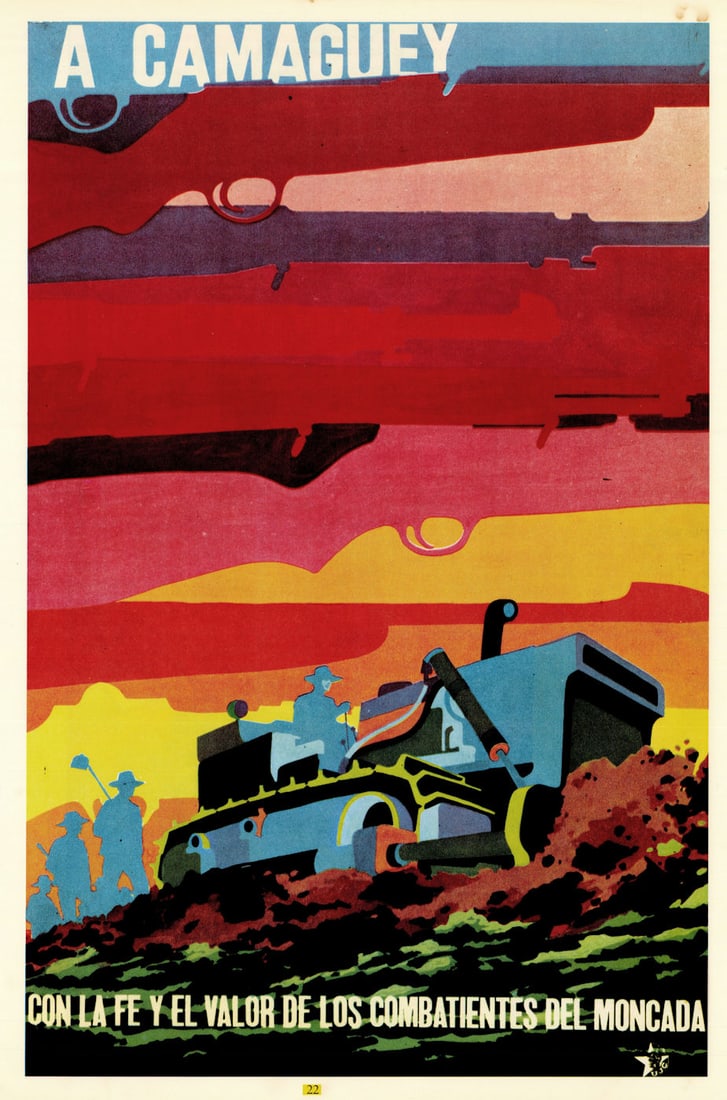 A Camagüey… los combatientes del Moncada. COR Cuban propaganda poster c1968: Title: A Camagüey… los combatientes del Moncada. COR Cuban propaganda poster c1968 Description: A Camagüey – Con la fe y el valor de los combatientes del Moncada [To