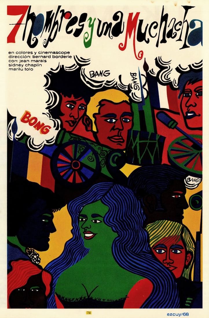 7 Hombres y una Muchacha. Seven Men & a Girl. Azcuy/ICAIC Cuban film poster 1968 (1 of 1)