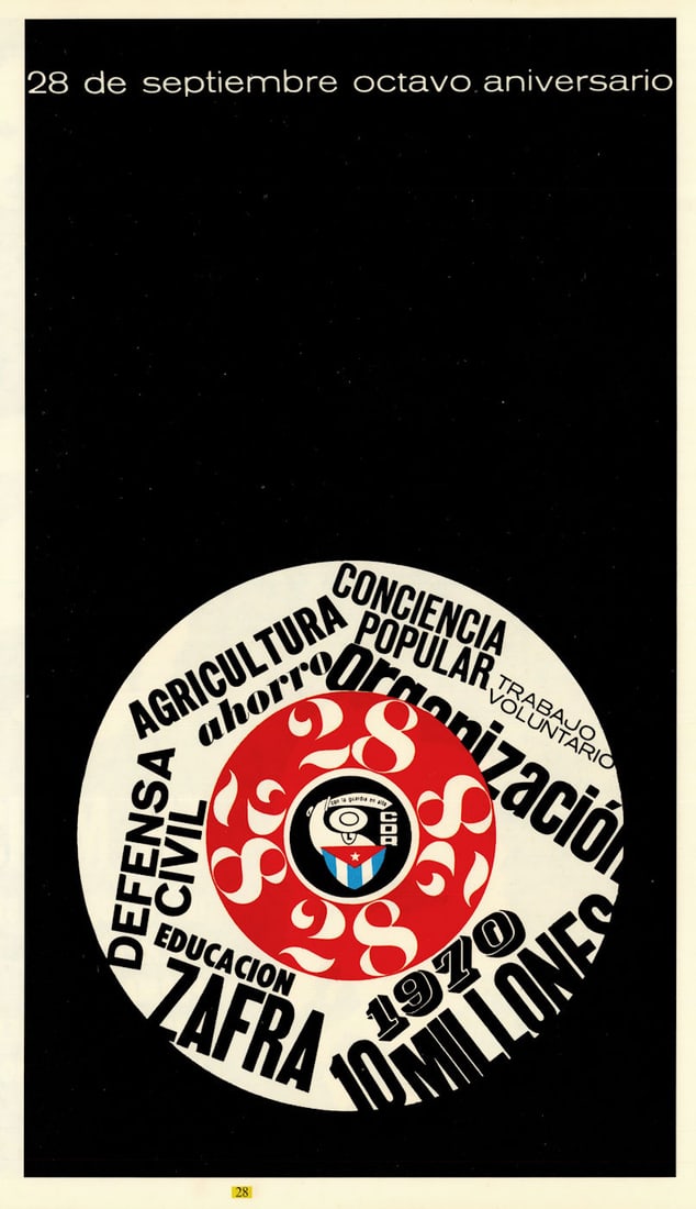 28 de Septiembre octavo aniversario. CDR 1960. COR Cuban propaganda poster 1968: Title: 28 de Septiembre octavo aniversario. CDR 1960. COR Cuban propaganda poster 1968 Description: 28 de Septiembre octavo aniversario [September 28 – Eighth Anniversary]. Unsigned. Published