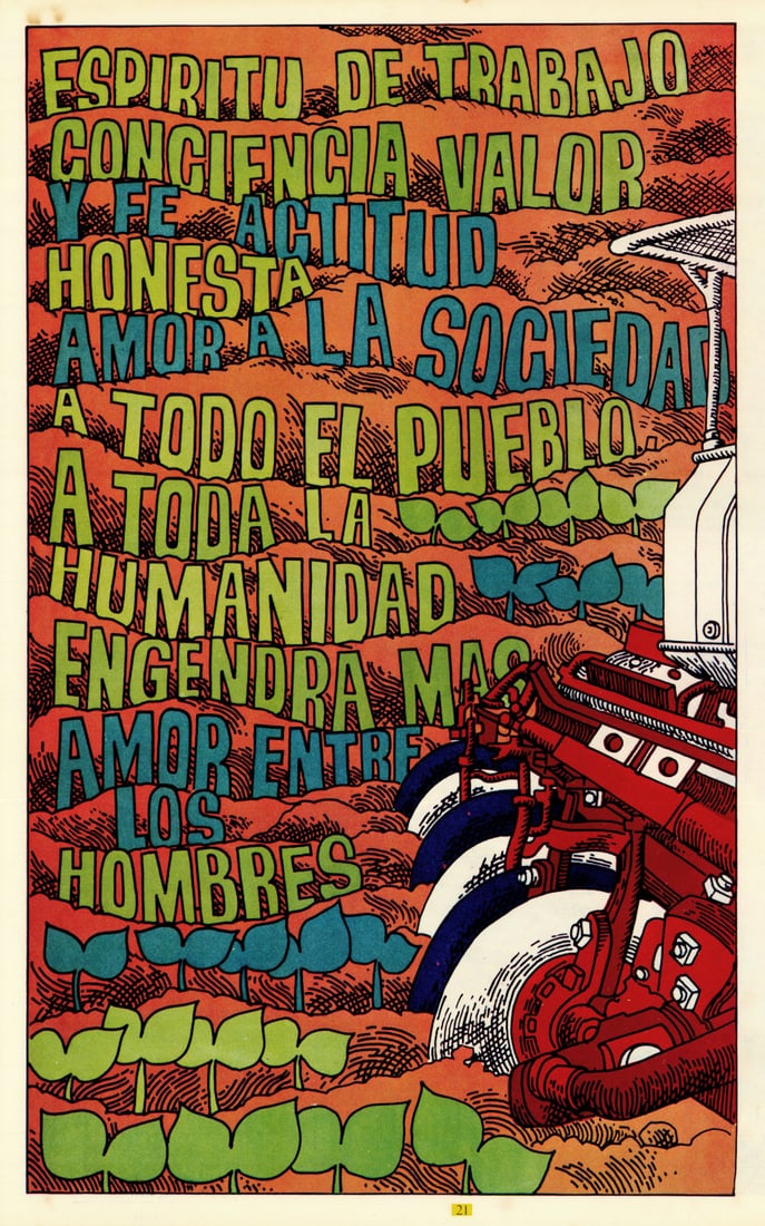 Espíritu de trabajo conciencia valor y fe… COR Cuban propaganda poster c1968 (1 of 1)