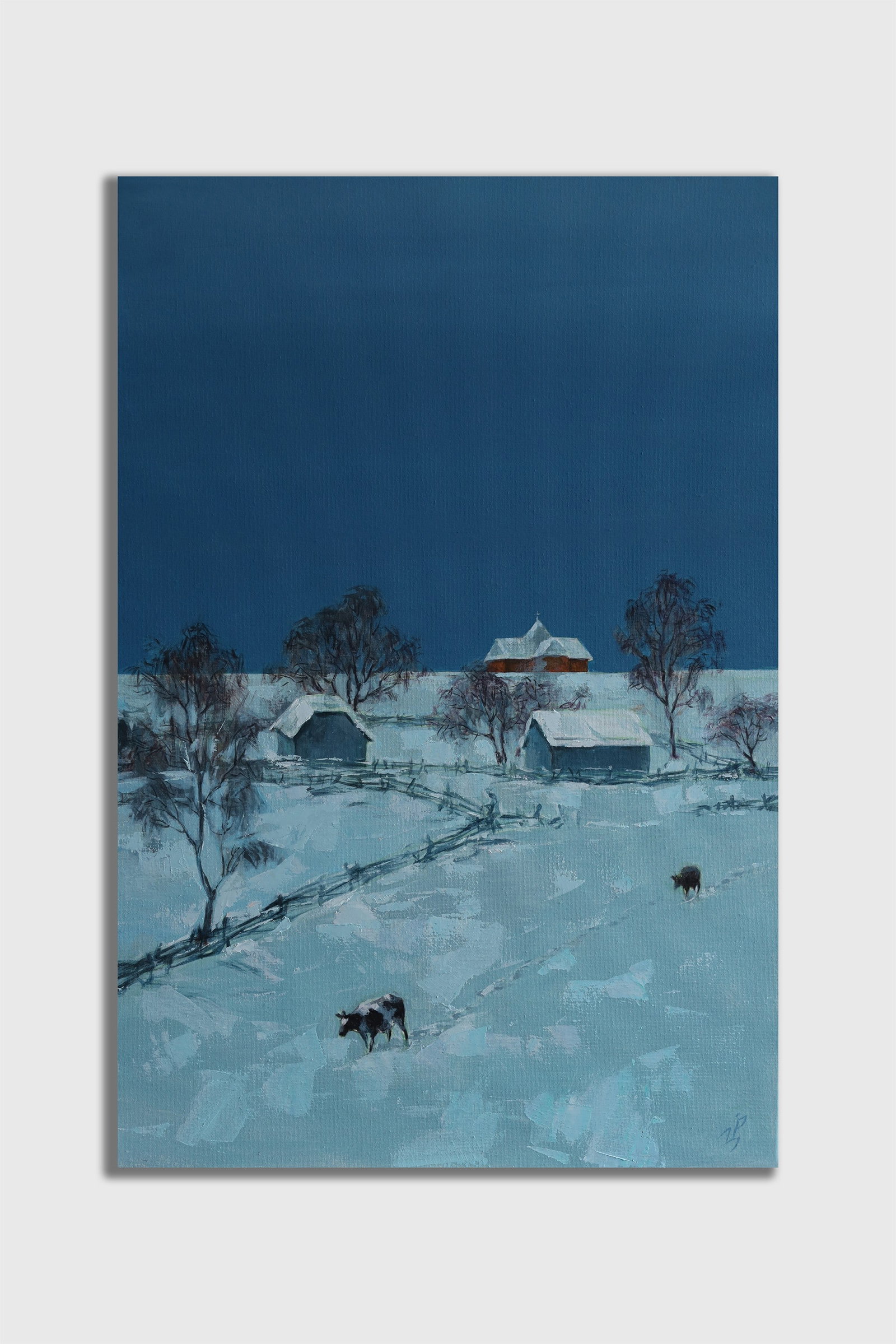 Oil landscape painting Winter walk Ivan T. - 2