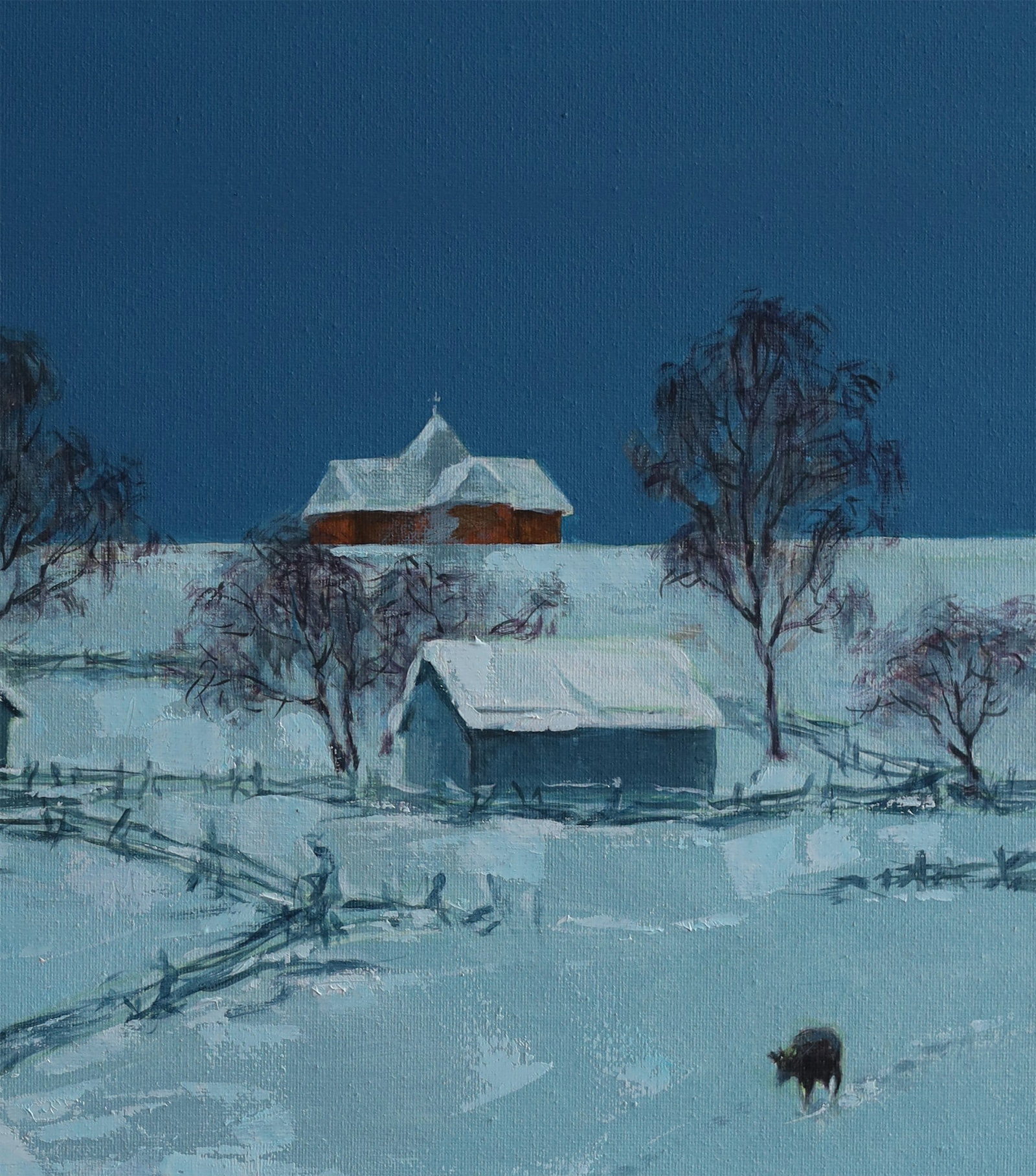 Oil landscape painting Winter walk Ivan T. - 7