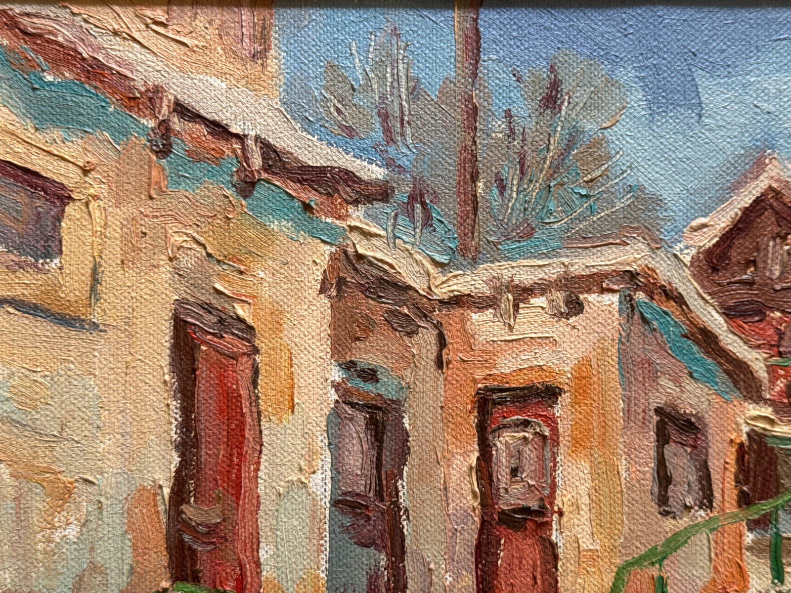 Oil painting with frame Snowy yard K. Leonid - 2