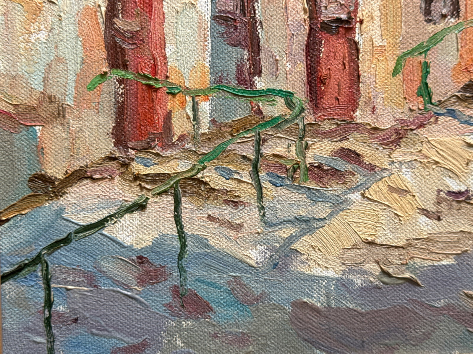 Oil painting with frame Snowy yard K. Leonid - 6