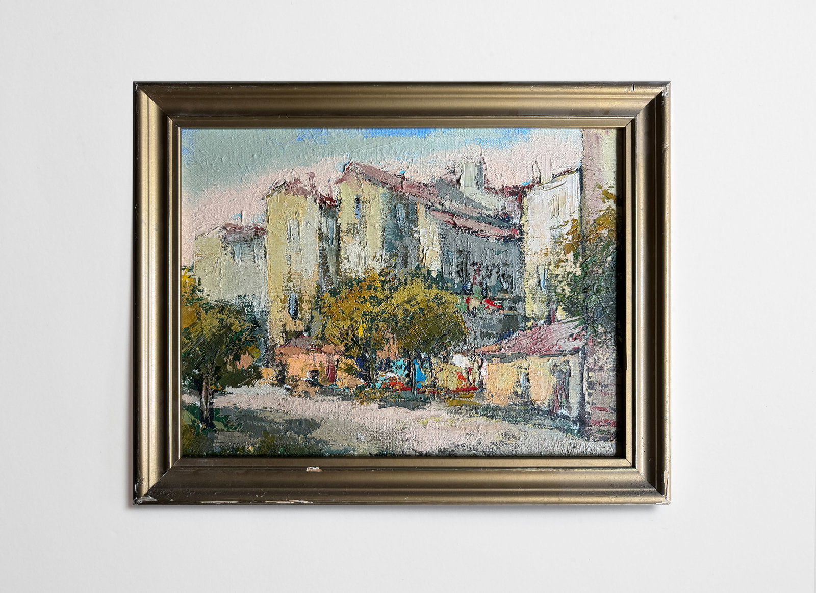 Oil painting with frame city courtyard K. Leonid - 2