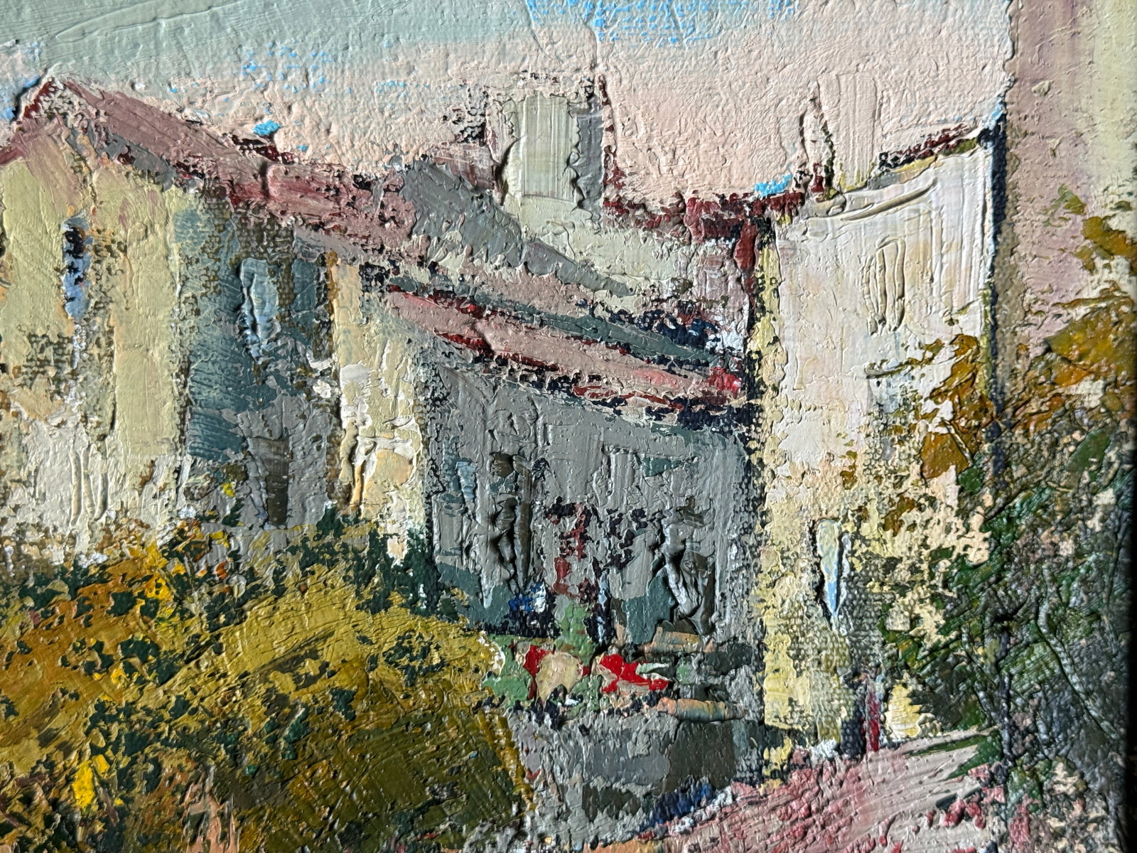 Oil painting with frame city courtyard K. Leonid - 4