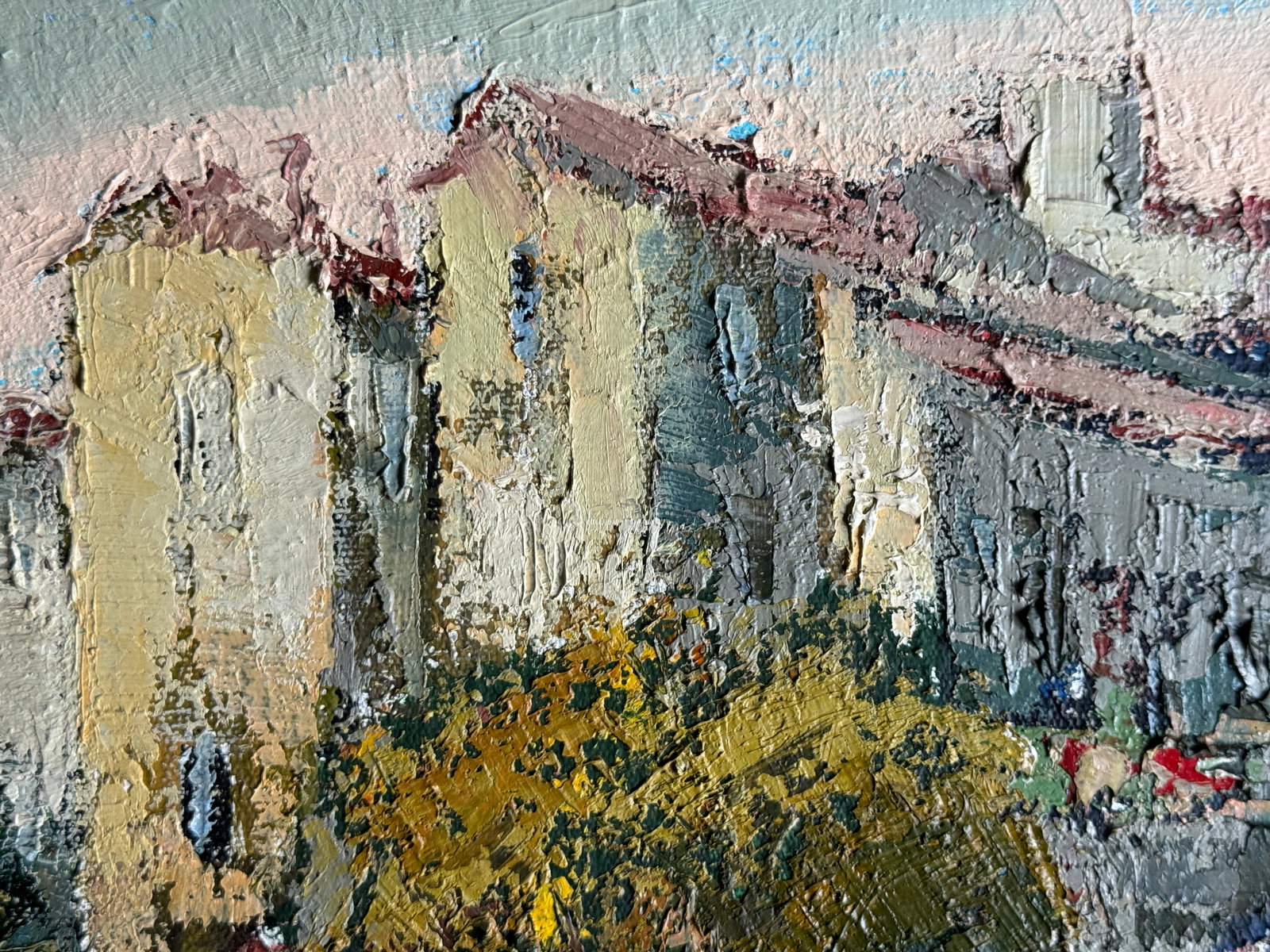 Oil painting with frame city courtyard K. Leonid - 7