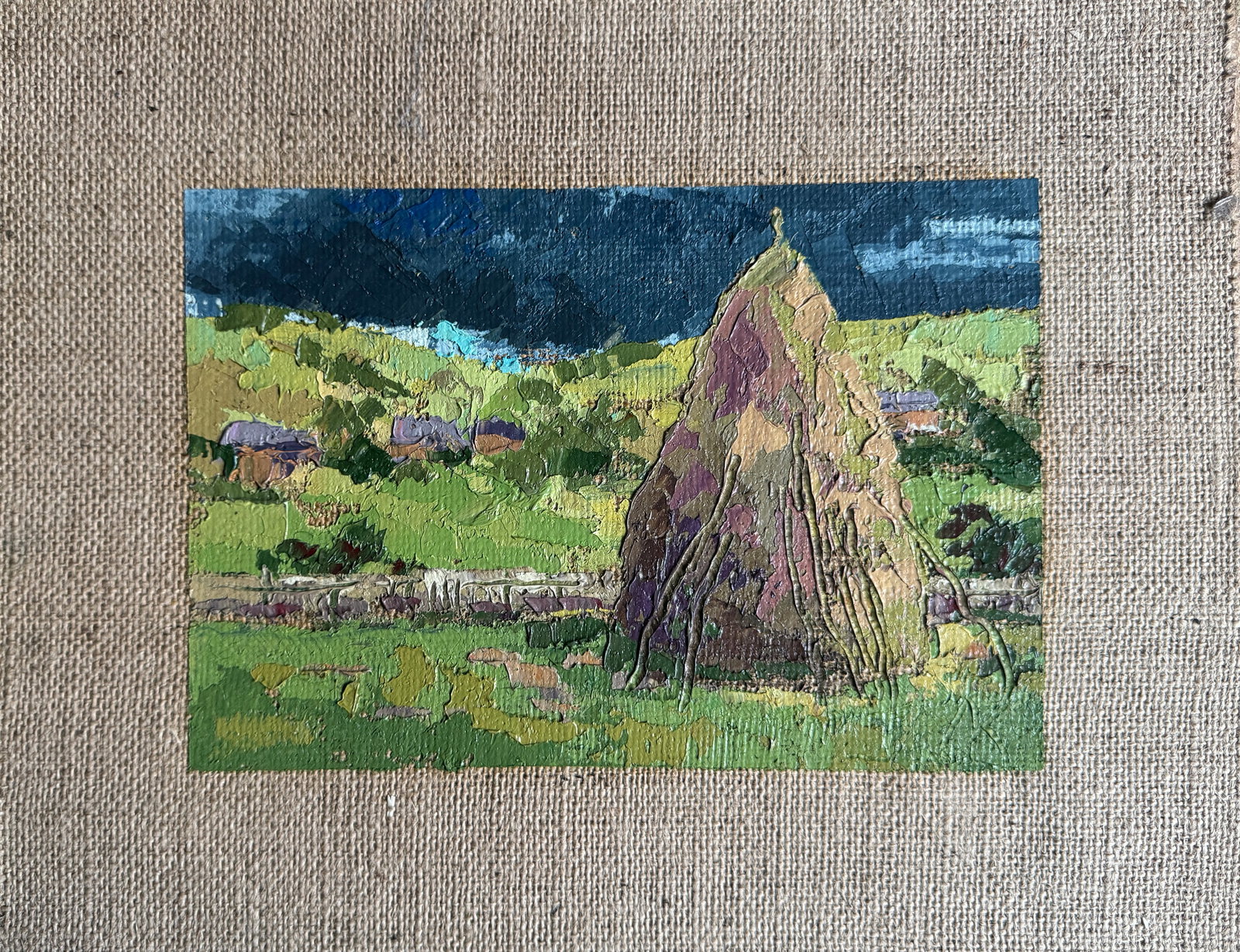 Oil painting Carpathians, behind the village K. Leonid: Title: Oil painting Carpathians, behind the village K. Leonid Description: 307KK Painter: K. Leonid Size: 33x42 cm/ 12.99x16.53 inches Components: oil, canvas, cardboard Original painting 