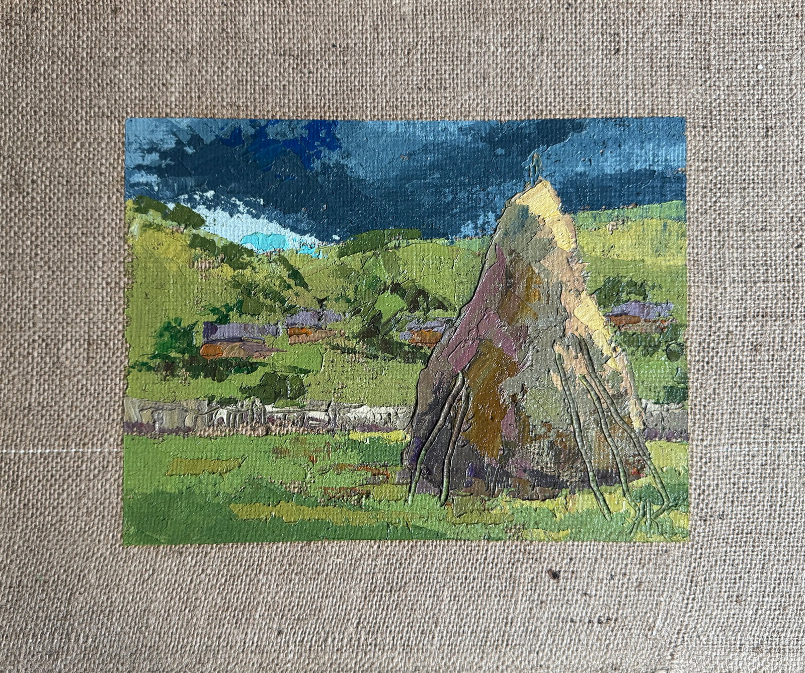 Oil painting Carpathians, outside the village K. Leonid: Title: Oil painting Carpathians, outside the village K. Leonid Description: 312KK Painter: K. Leonid Size: 35x42 cm/ 13.77x16.53 inches Components: oil, canvas, cardboard Original painting 