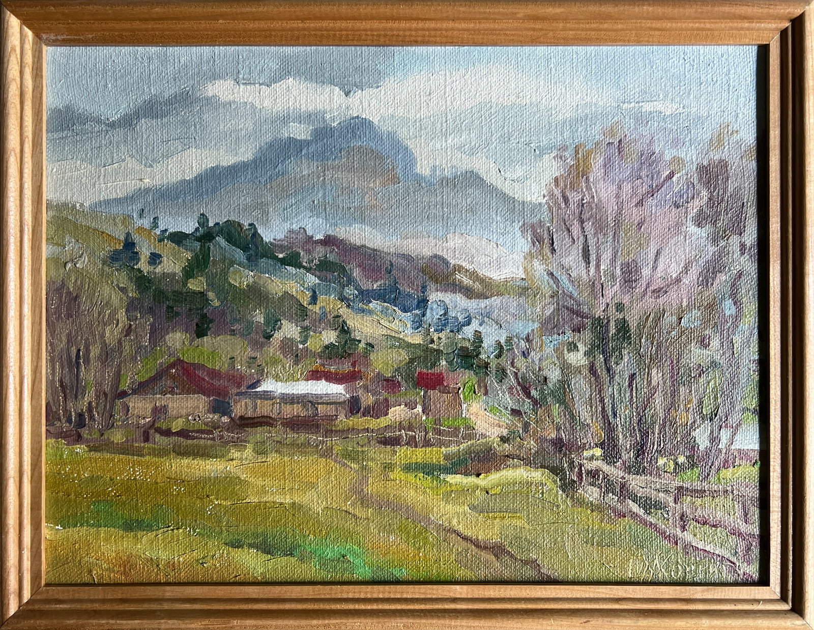 Oil painting with frame Carpathian resort K. Leonid: Title: Oil painting with frame Carpathian resort K. Leonid Description: 427KK Painter: K. Leonid Size: 30x40 cm/ 11.81x15.74 inches Components: oil, canvas Original painting CONDITION: exellent ERA:20