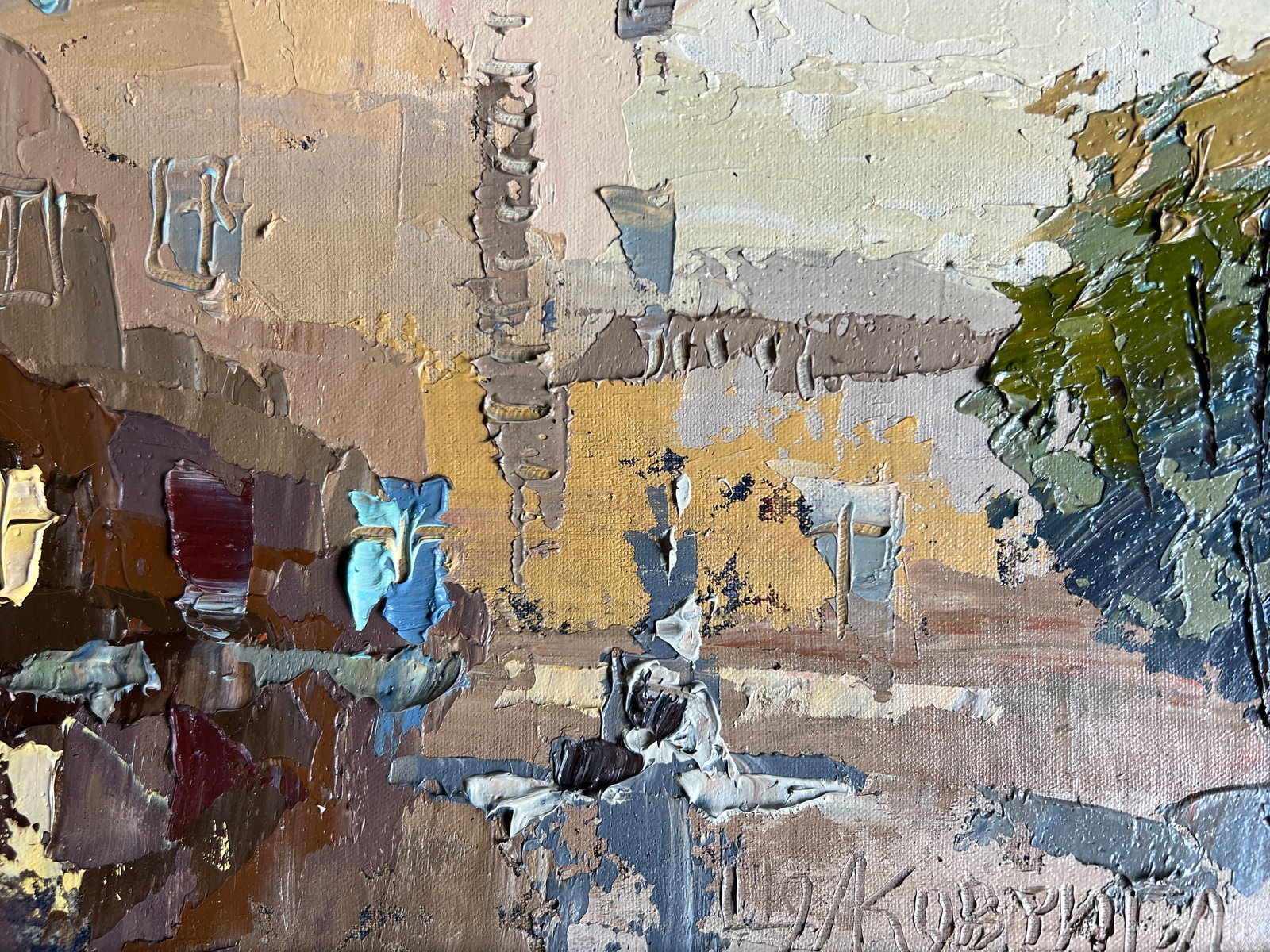 Oil painting with frame Lviv, Market Square K. Leonid - 5