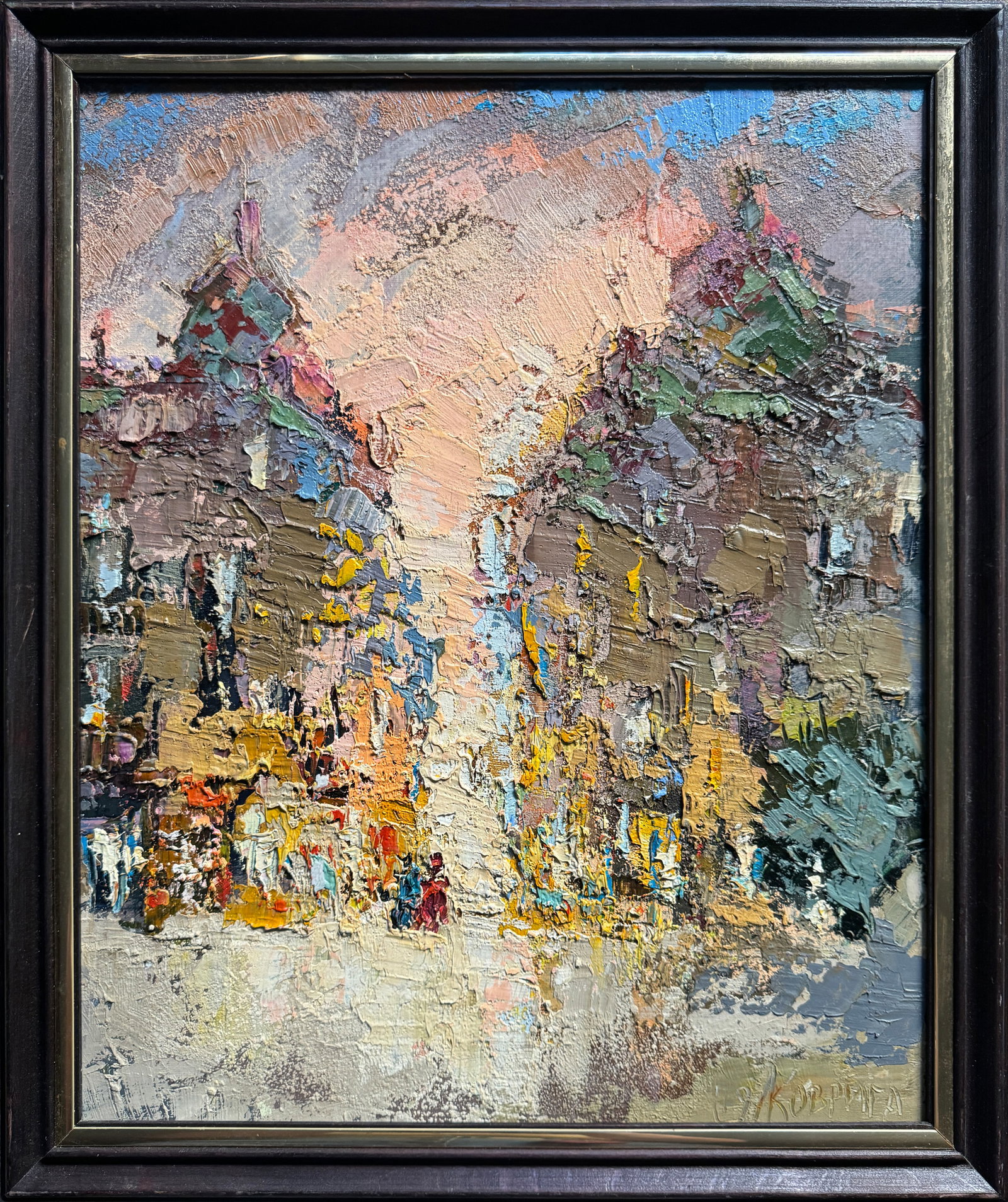 Oil painting with frame City K. Leonid: Title: Oil painting with frame City K. Leonid Description: 437KK Painter: K. Leonid Size: 44.5x37.5 cm/ 17.51x14.76 inches Components: oil, canvas, cardboard Original painting CONDITION: exellent ERA: