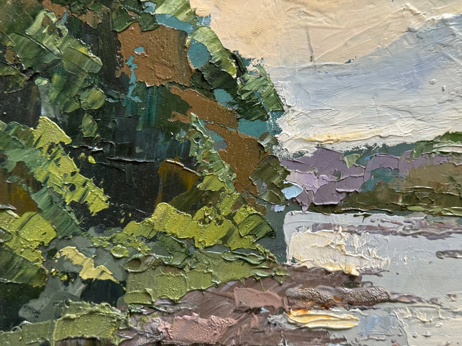 Oil painting with frame river in the Carpathians K. Leonid - 3