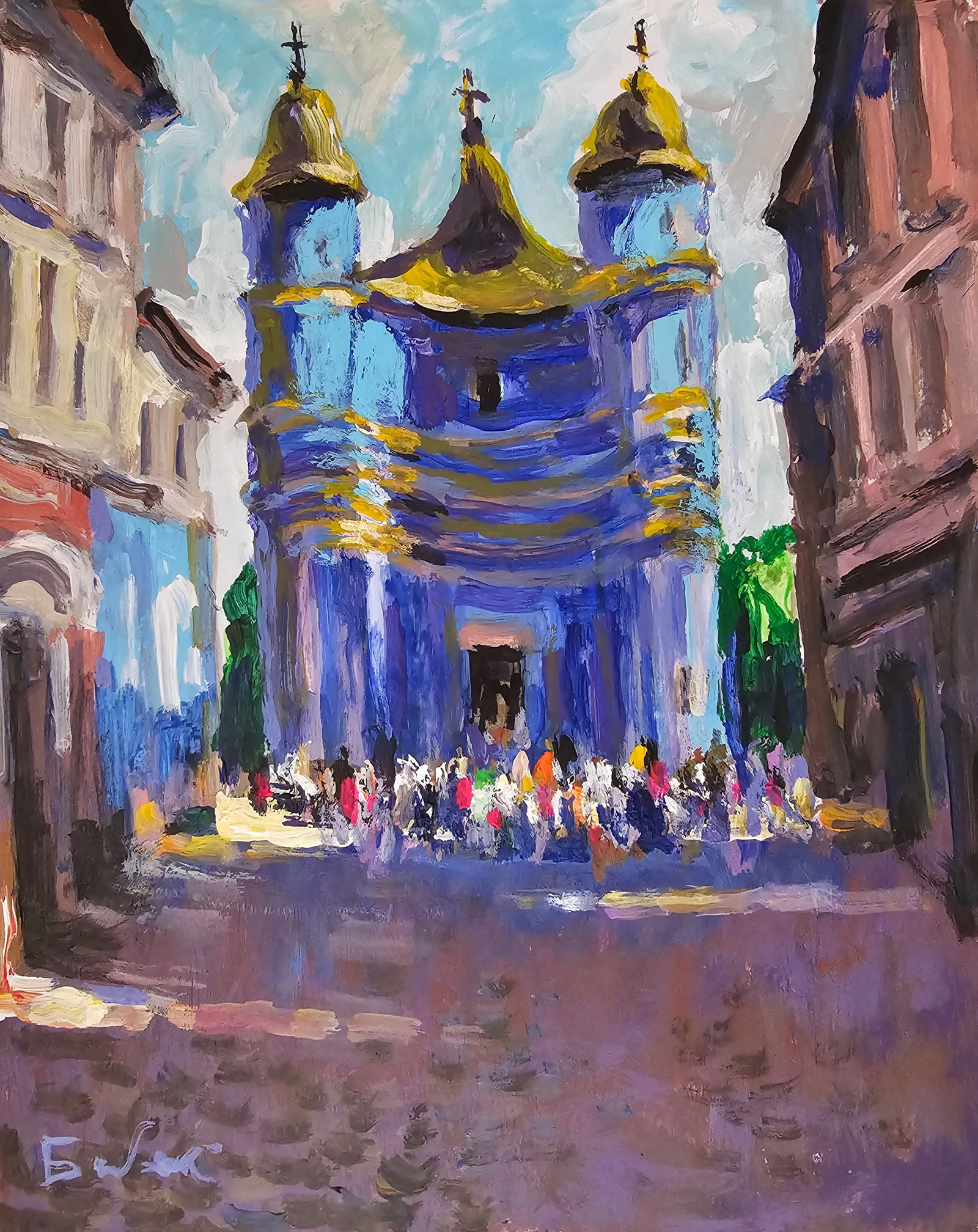 Acrylic painting Holy Intercession Cathedral Vyacheslav Petrovich Babac: Title: Acrylic painting Holy Intercession Cathedral Vyacheslav Petrovich Babac Description: 294BA Painter: Vyacheslav Petrovick Babac Size: 26x22 cm/ 10.23x8.66 inches Components: Acrylic, cardboard O