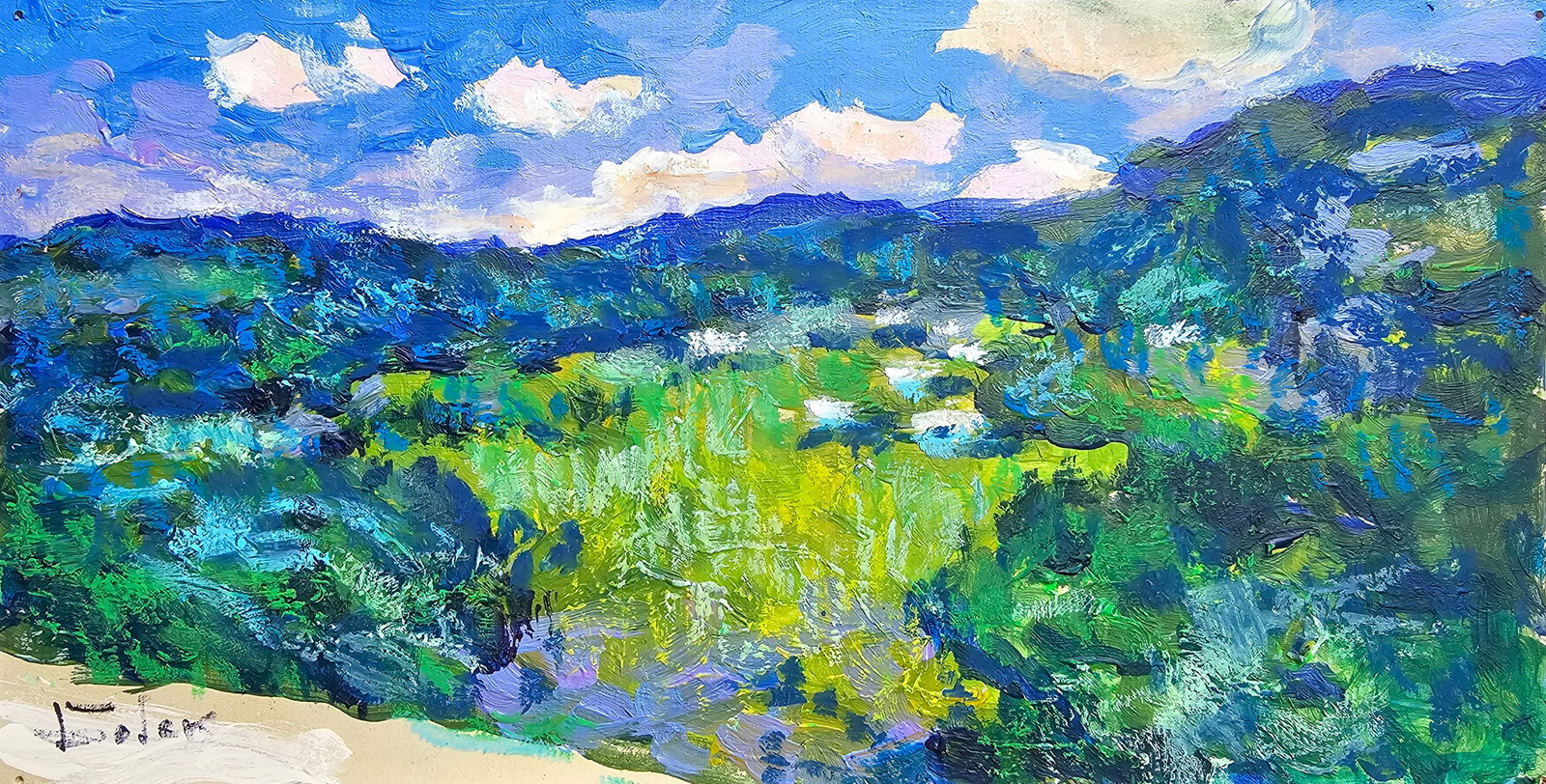 Acrylic painting Carpathian motifs Vyacheslav Petrovich Babac: Title: Acrylic painting Carpathian motifs Vyacheslav Petrovich Babac Description: 328BA Painter: Vyacheslav Petrovick Babac Size: 14x26 cm/ 5.51x10.23 inches Components: Acrylic, cardboard Original pa