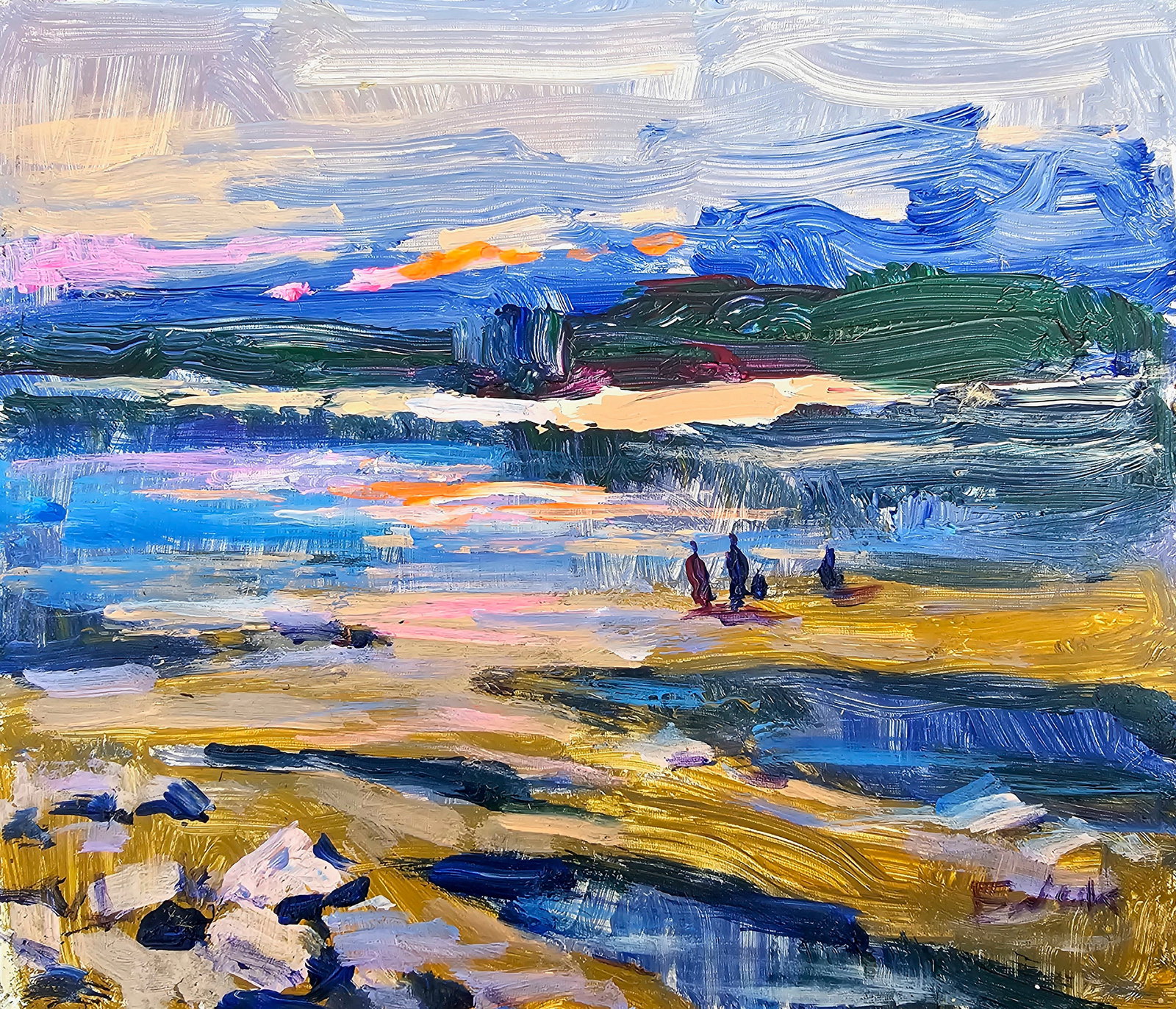 Acrylic painting Evening walk Vyacheslav Petrovich Babac: Title: Acrylic painting Evening walk Vyacheslav Petrovich Babac Description: 369BA Painter: Vyacheslav Petrovick Babac Size: 17x20 cm/ 6.69x7.87 inches Components: Acrylic, cardboard Original painting