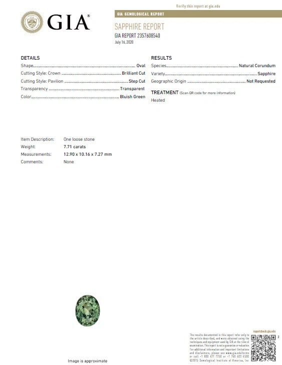 GIA Certified 7.71ct Natural Green Blue Sapphire Diamond Ring 18kt Unisex** - 2