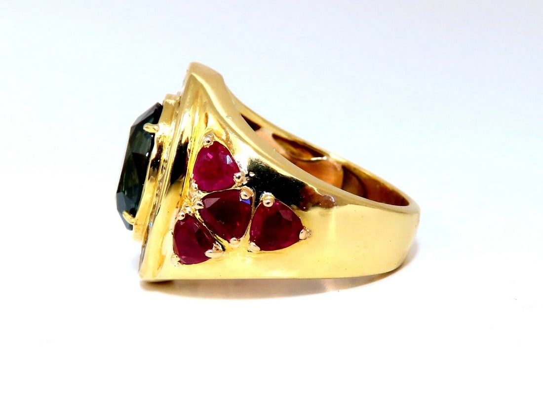 GIA Certified 7.71ct Natural Green Blue Sapphire Diamond Ring 18kt Unisex** - 3