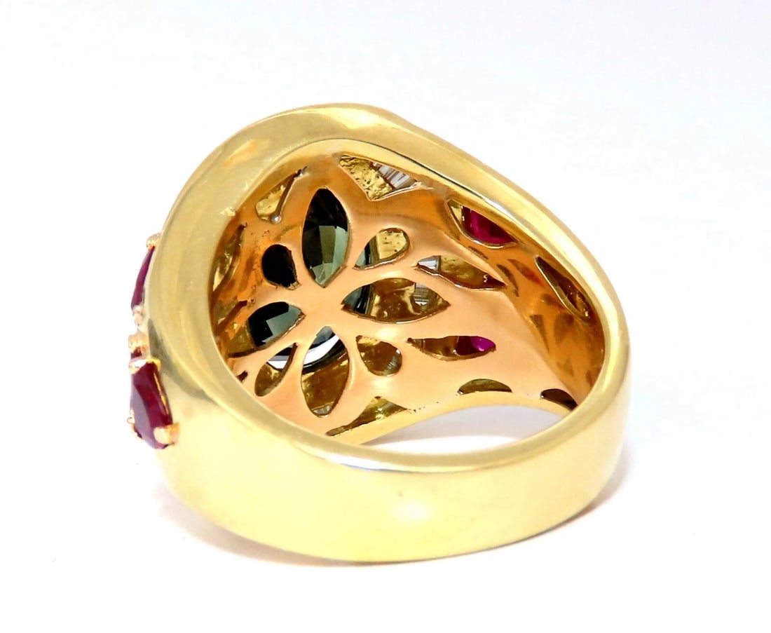 GIA Certified 7.71ct Natural Green Blue Sapphire Diamond Ring 18kt Unisex** - 4