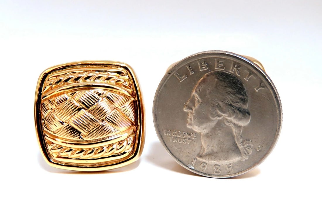 14kt Cross Hatch & Rope Twist Deco Clip Earrings** - 4