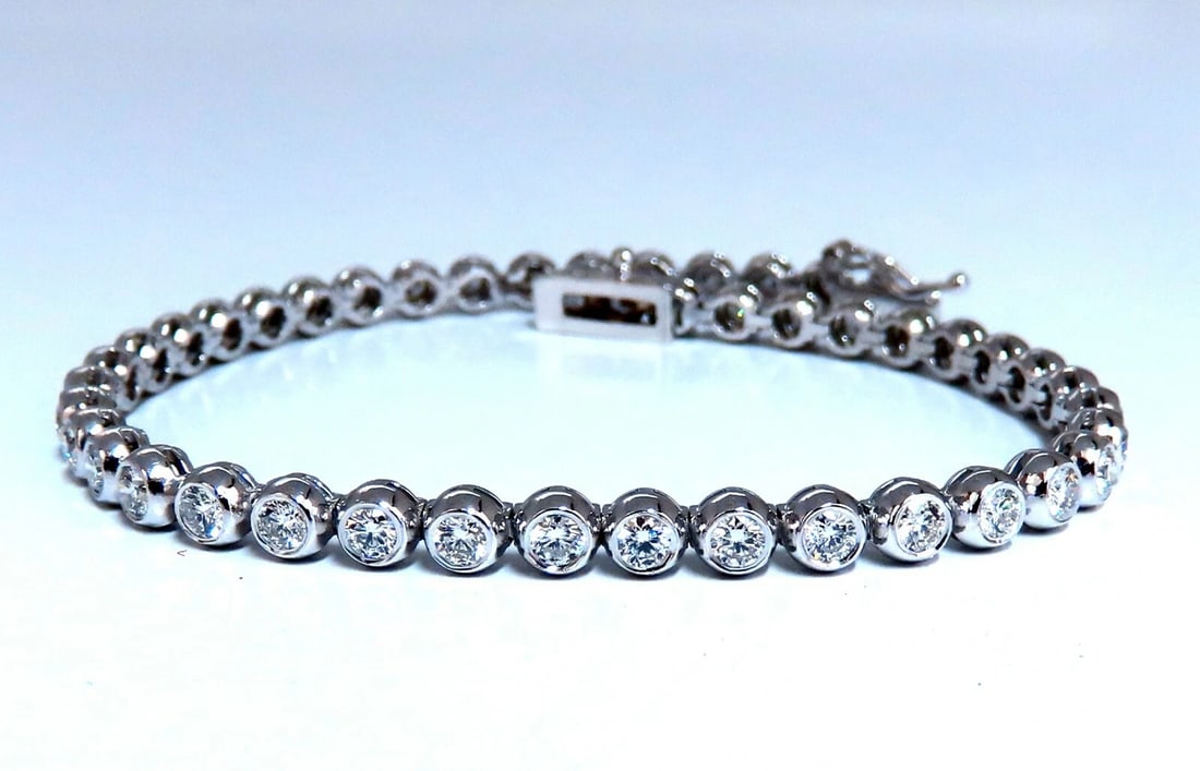 2.40ct Natural Diamonds Tennis Bracelet 14kt Gold Classic Bezel Mount** - 2