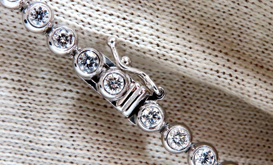 2.40ct Natural Diamonds Tennis Bracelet 14kt Gold Classic Bezel Mount** - 3