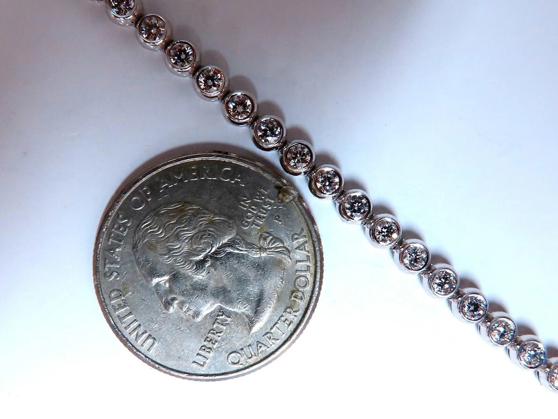 2.40ct Natural Diamonds Tennis Bracelet 14kt Gold Classic Bezel Mount** - 5