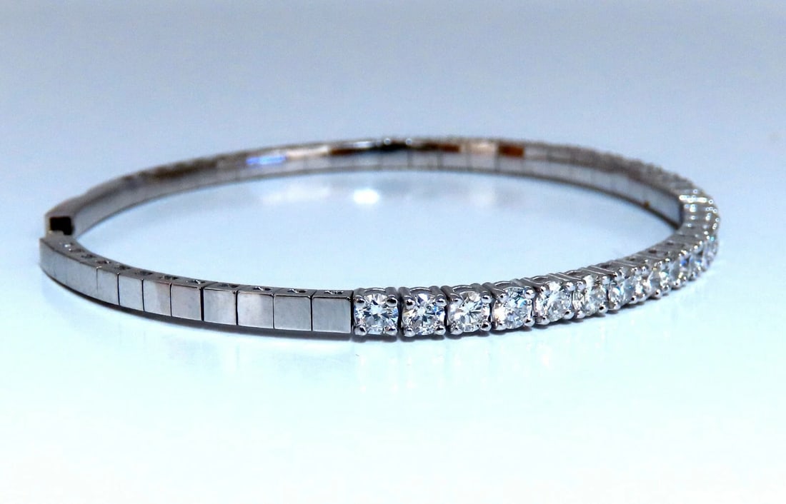 2.90ct Natural Round Diamonds Flexible Tennis Bangle Bracelet 14 Karat** - 4