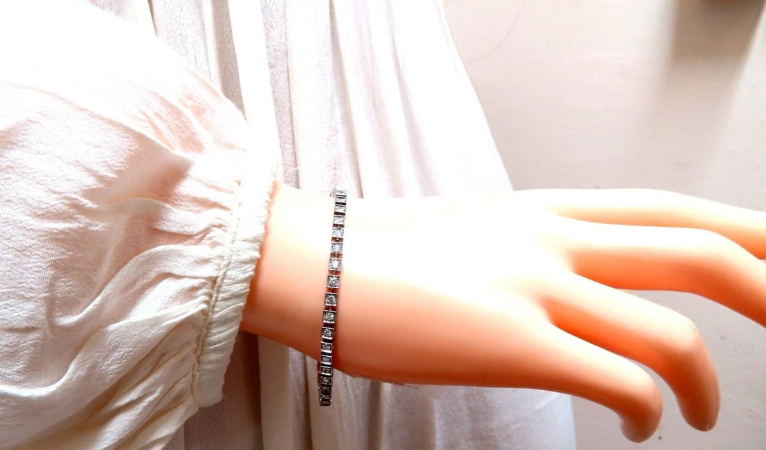 1.40ct Box Bead Set Prime Pave Natural Round Diamonds Bracelet 14kt** - 6