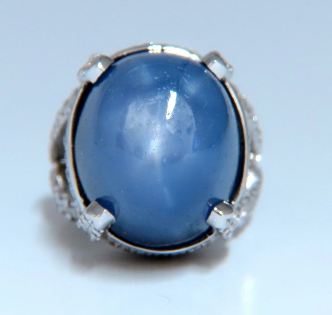 GIA Certified 49.73ct No Heat Color Change Sapphire Diamonds Ring 18kt** - 2