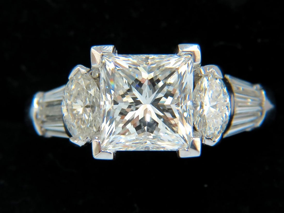 GIA certified 4.77ct. princess cut diamonds ring G/Si-1 platinum classic** - 8