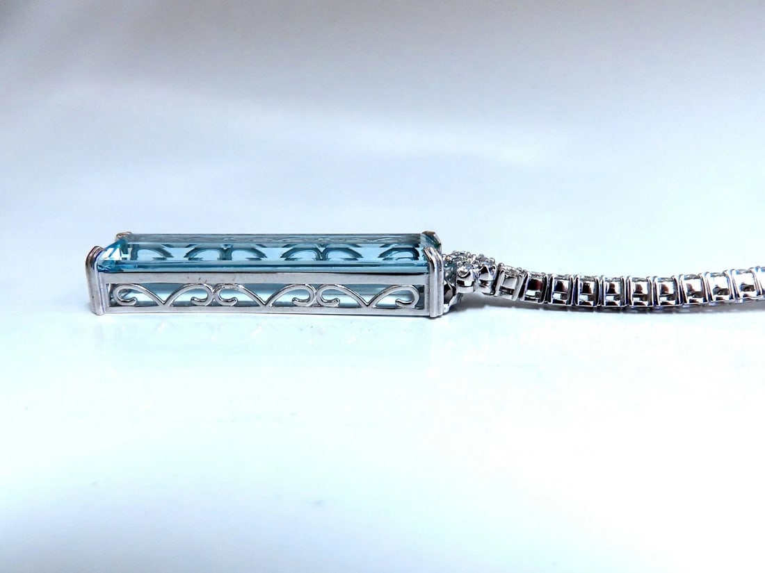 GIA Certified 62.22ct Natural Aquamarine Diamonds Earrings 18Kt Platinum** - 3