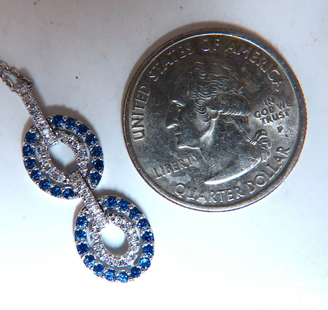 .90ct Natural Sapphire Diamonds Double Loop Link Necklace 14kt ** - 5