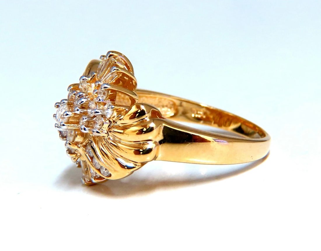 .70ct Natural Baguette & Rounds Flaming Cocktail Cluster Diamonds Ring 14kt** - 2