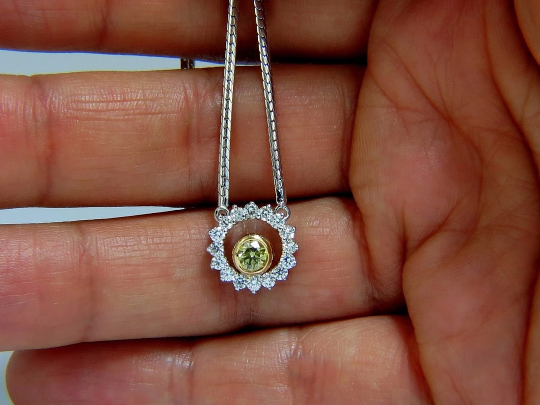 1.02 Carat Fancy Color Natural Yellow Brown Diamond Circle Eternity Necklace+** - 5