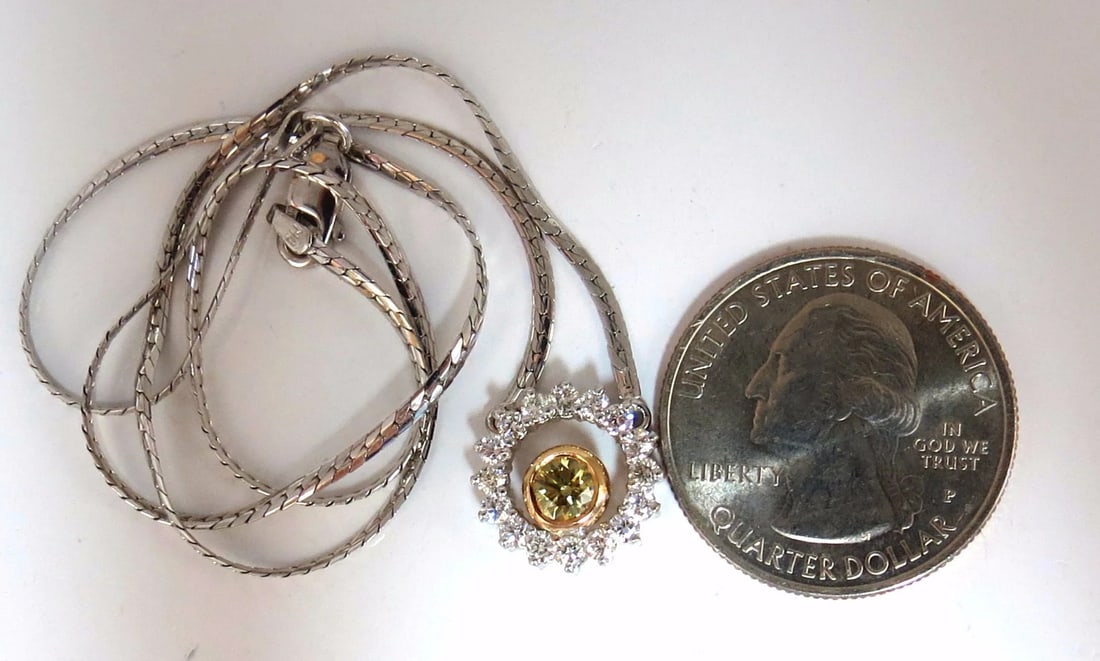 1.02 Carat Fancy Color Natural Yellow Brown Diamond Circle Eternity Necklace+** - 6