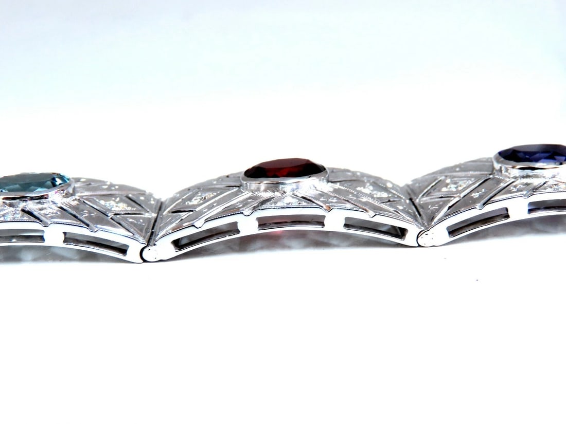 24.30ct Natural Gem Line Vintage Graver Etch Cuff Bracelet 18kt** - 8