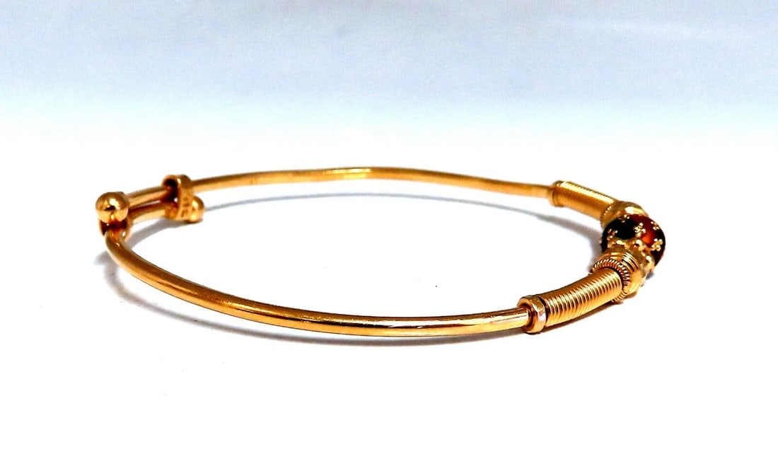 18kt Twin Girl's Bangle Bracelets Adjustable Interlocking Vintage Mod** - 3
